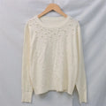 Casual Autumn Crew Neck Soft Long Sleeve Pullover Women's Custom Knitted Decorate Beaded Sweaters Top Manufacturer