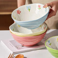 Wholesale Ins Style Fresh and Cute Irregular Underglaze Ceramic Bowl Bamboo Hat Ramen Bowl Soup Bowl Tableware