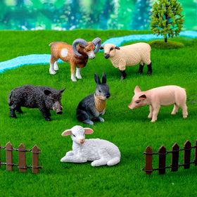 Miniature Figurines DIY Kids Forest Animal Toy Simulation Pig and Sheep Resin Party Farm Set Children's Educational Play Sets