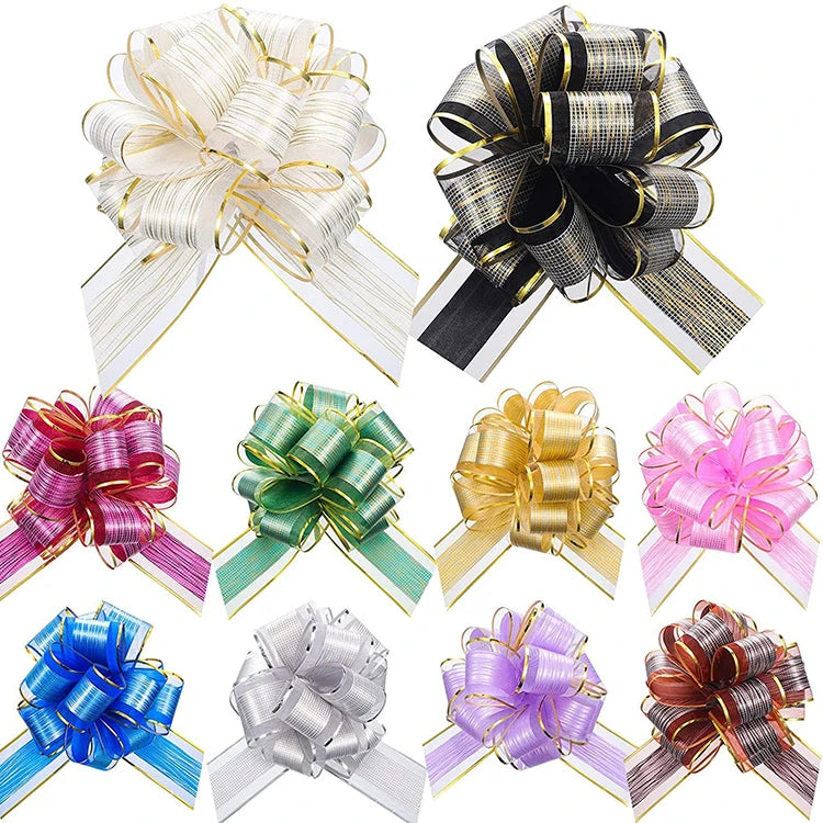 PP Pre-Made Flowers Ribbon Small Star Bow  for Christmas Gifts Party Decoration Pack Wrap Presents
