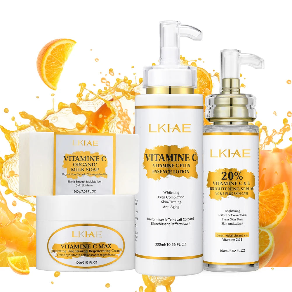 LKIAE 100% Vegetable Oils Even Complexion  Whitening Body Lotion Anti Aging Brightening Moisturizing Vc Luxury Skin Care Set
