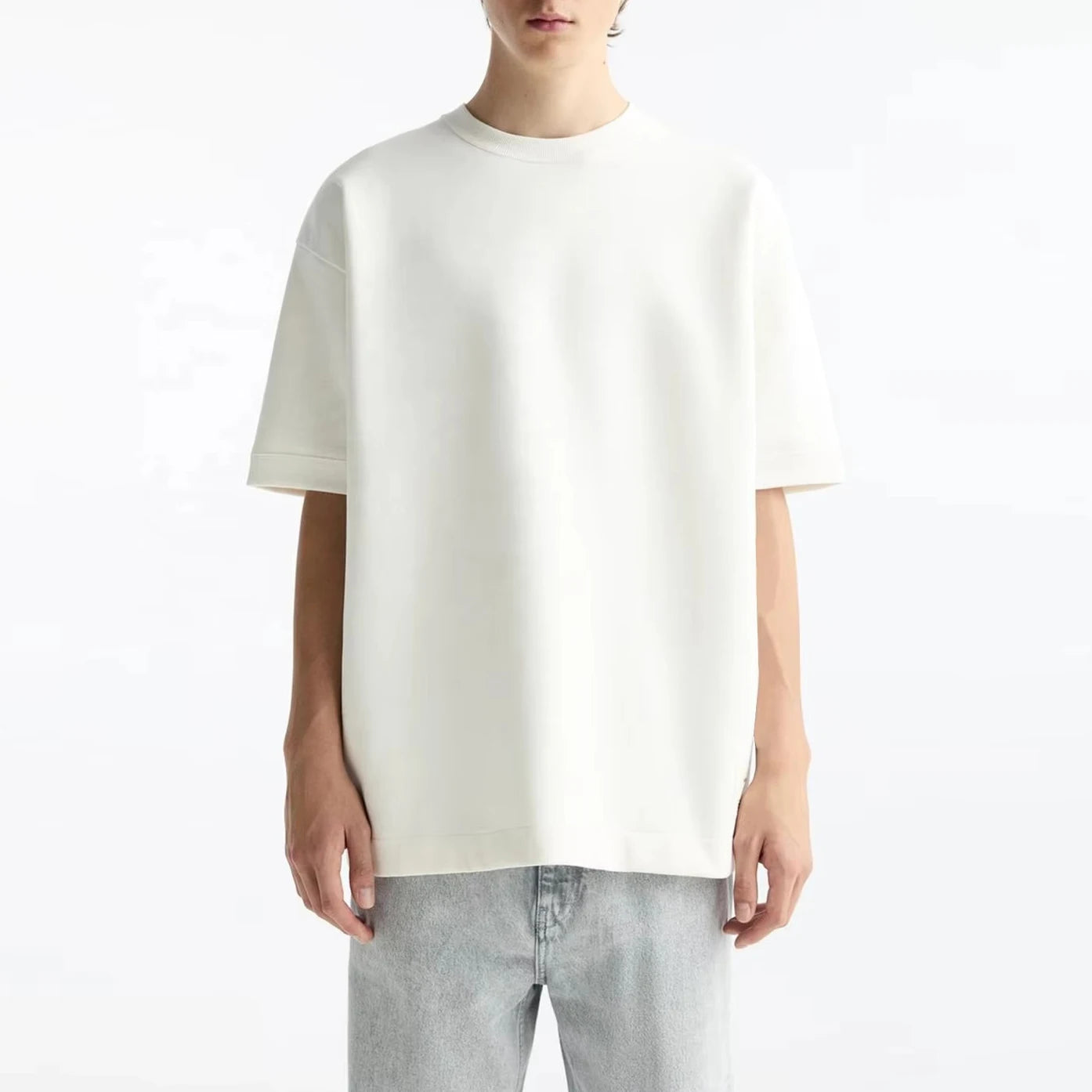 Custom Blank Oversized Drop Shoulder Heavyweight 100% Cotton Jersey T-Shirt Eco-Friendly Anti-Pilling Luxury Neck Men