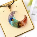Orgone Chakra Crystal Moon Pendant Necklace Natural Chakra Crystal Gravel Stone Orgone Pendant