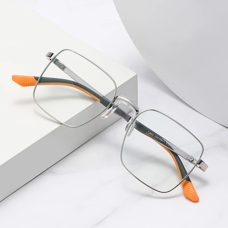 Newest Square Orange Blue Light Blocking Glasses 2023 Teen Boys Prescription Anti Blue Light Frames Eyeglasses Metal Female
