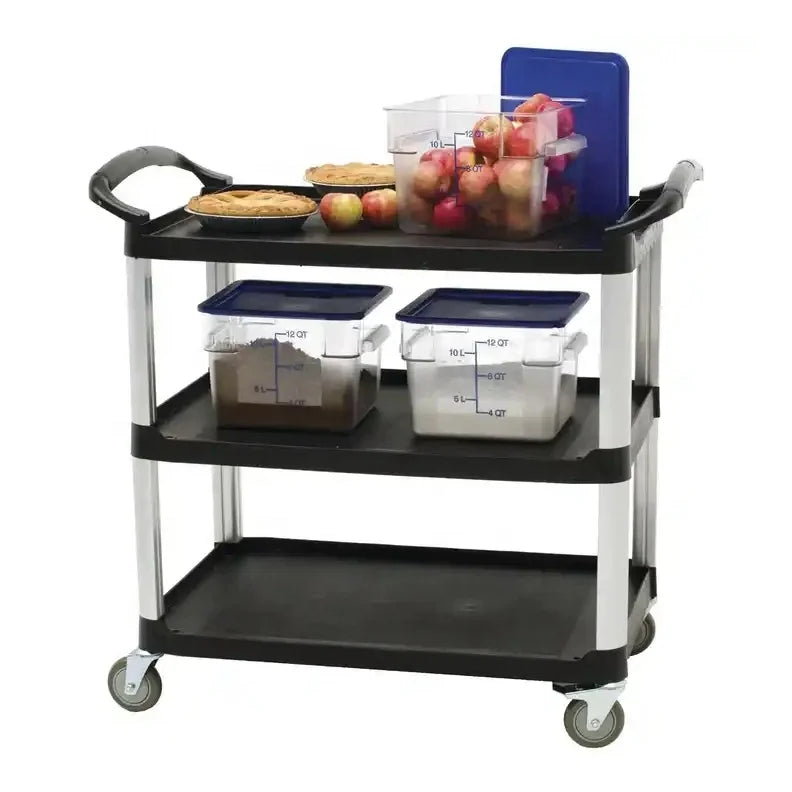 Commercial Plastic Serving Food Trolley 3 Tiers Service Cart Utility Trolley Restaurant Plastic Hotel Trolley Kitchen Equipment