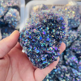 Wholesale Bulk Natural rainbow Electroplate Amethyst Aura Quartz Crystal Cluster for Fengshui