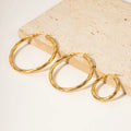Lateefah Trendy Women 18K Gold Plated Stainless Steel Cable Line Pattern Hoop Earrings