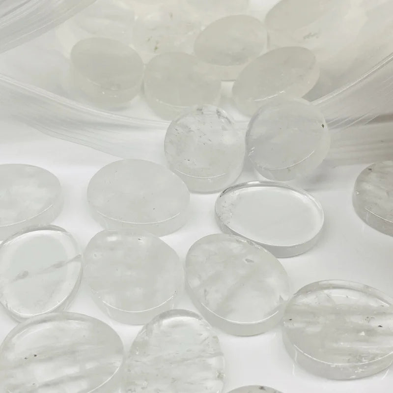 HZ High Quality Tumble Thumb Stone Crystal Mascot Gift Craft White Crystal Worry Stone for Healing Clear Quartzl Oval Palm Stone