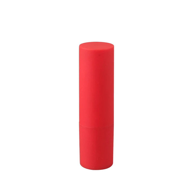4.3g in Stock Top Sell Luxury Round Soft Rubber Coating Red Matte Lipstick Tube for Makeup