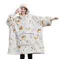2025 Sublimation Hoodie Blanket Oversized Simple Style Wearable Cozy Tv Sofa Hooded Blanket With Sleeve Pocket