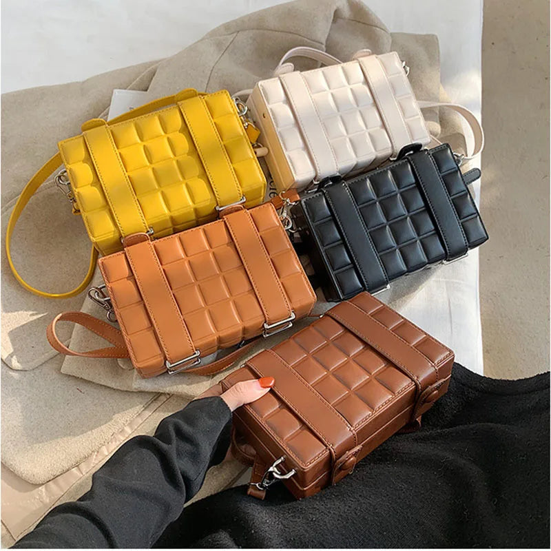 Lattice Square Small Clutch PU Leather Crossbody Bags Box Purses and Handbags for Women 2025