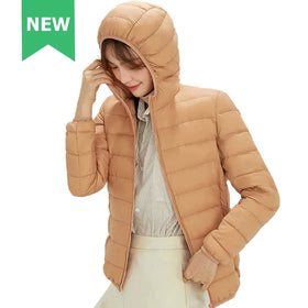 New Fashion Ultra Light Down Jacket Soft Matte Fabric Winter Feather Jacket Warm Coat Hooded Parka Female Portable S-4XL