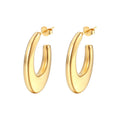 Fashion Statement Jewelry Hollow Women Stainless Steel Oval Drop Earrings