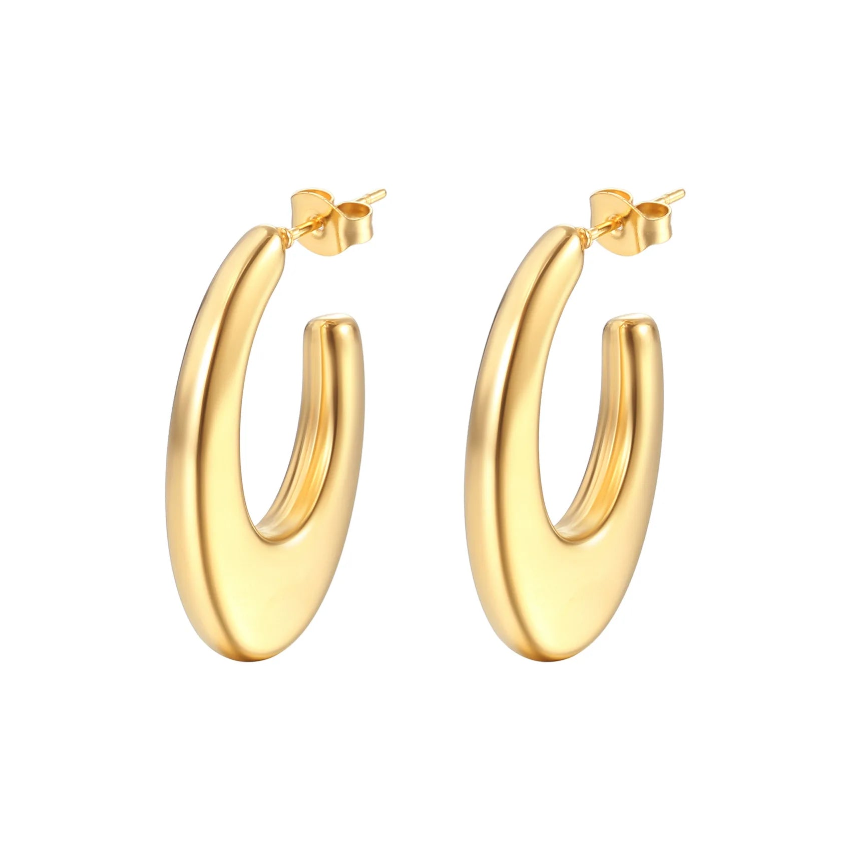 Fashion Statement Jewelry Hollow Women Stainless Steel Oval Drop Earrings