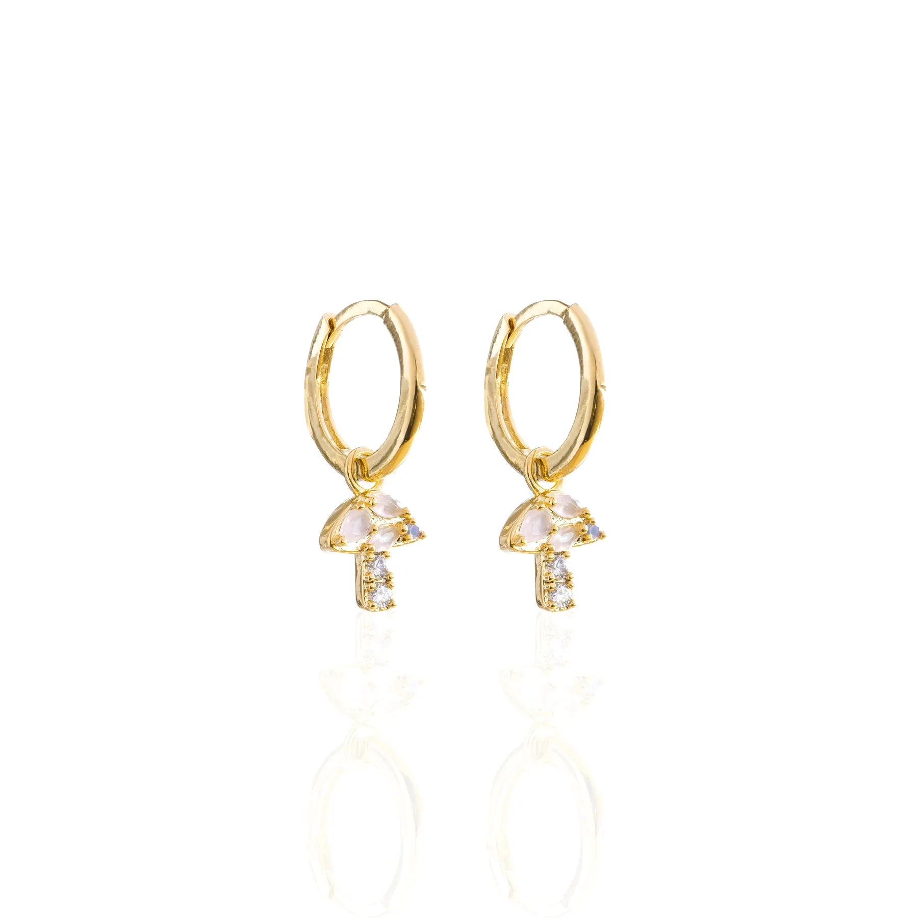 Hot Selling Latest Fashion Huggie Earrings Elegant Mushroom Dangle Design with Zircon Hoop Simple Elegant Drop Earrings