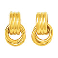 Fashion  Jewelry Earings 18K Gold Plated Geometric Double-ring C-shaped Pattern Titanium Steel Couple Earrings for Women