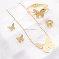 Initials Women Gold Plated Dubai Stainless Steel Jewelry Ring Bracelet Set Geometric Butterfly Design Jewelry Sets