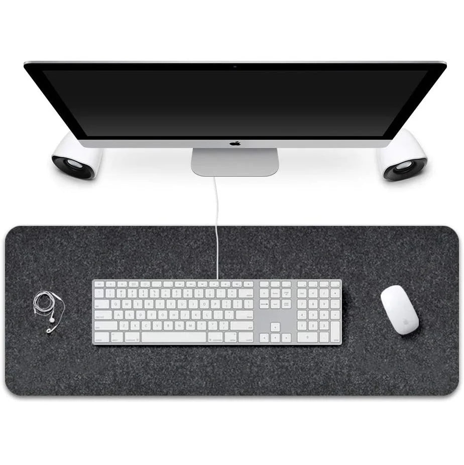 Dark Grey Felt Office Desk Pad Desk Mouse Pad Desk Pad Protector Writing Mat for Office and Home
