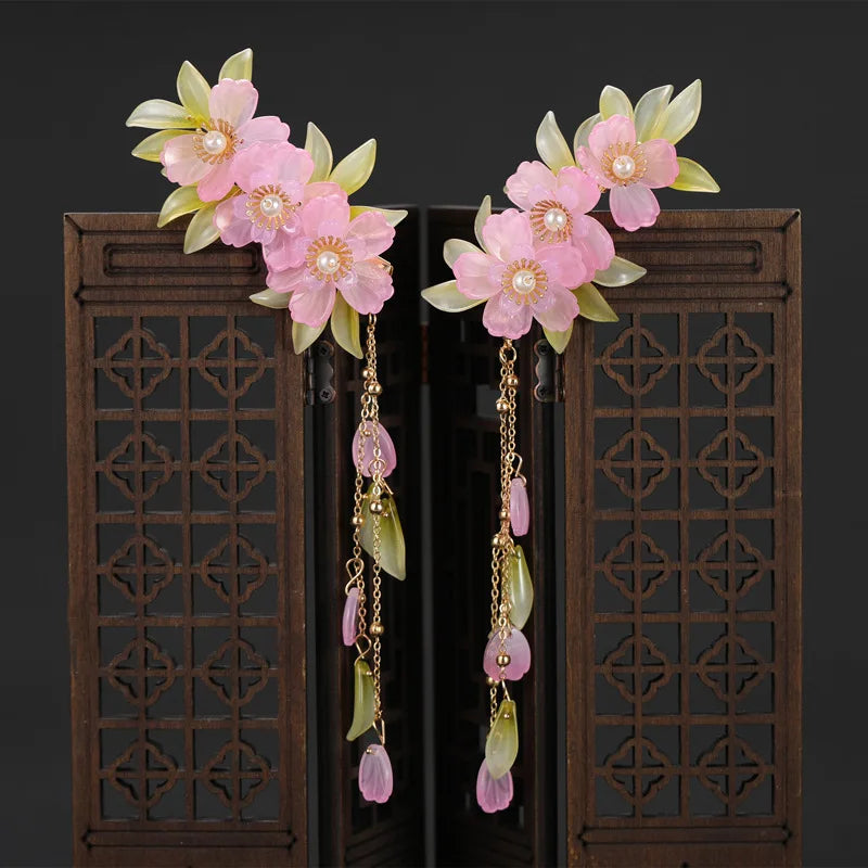 Y2K Rhinestone Bell Orchid Flower Shark Clip Fashion Black Tassel Clip Hair Claw Catch Clips Tassel Back Head Hairpin