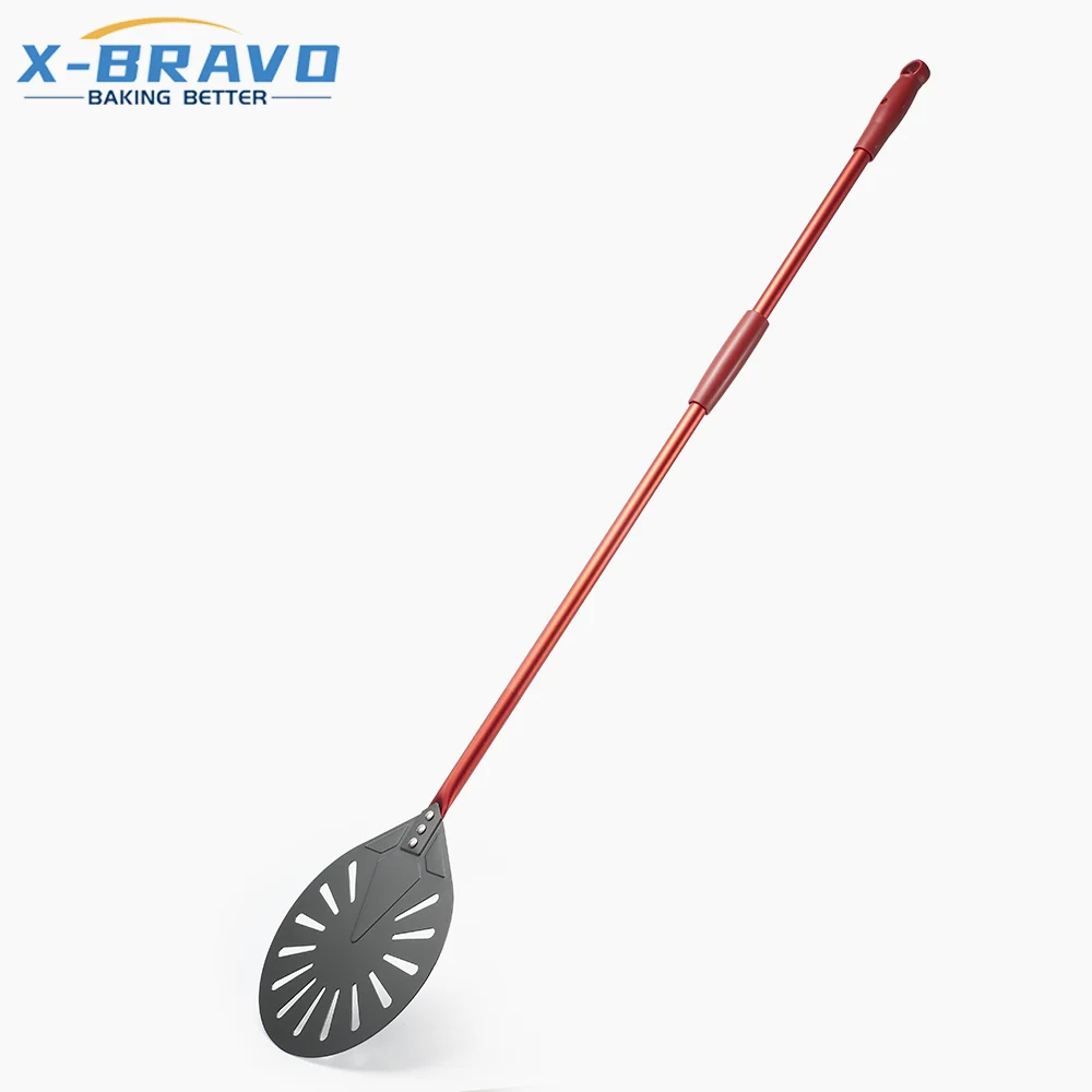 Detachable Laser Logo Long Handle 9 Inch Perforated Pizza Turning Peel Pizza Shovel Aluminum  Pizza Tool
