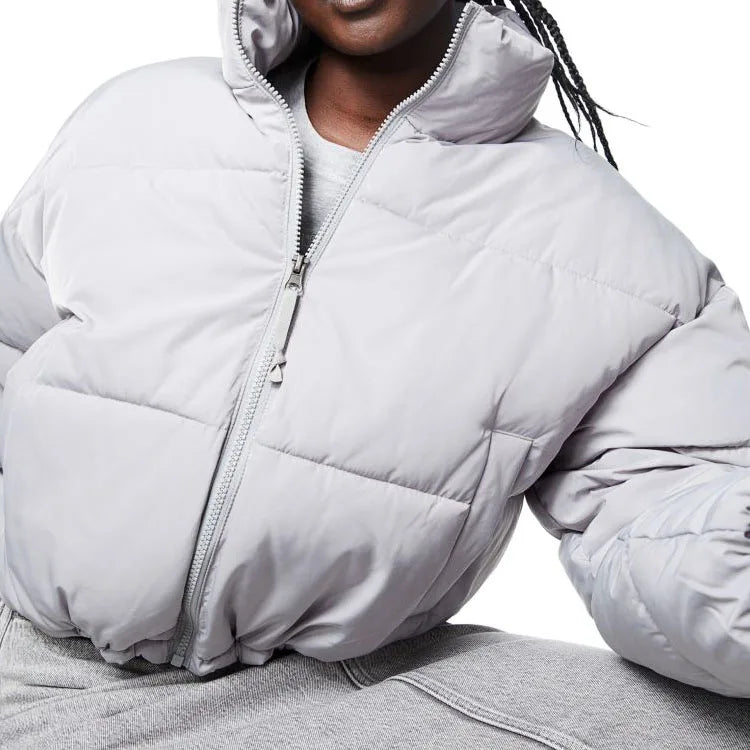 Custom Stand up Collar Loose-fit Dropped Shoulders Elasticized Drawstring Puffer Jacket