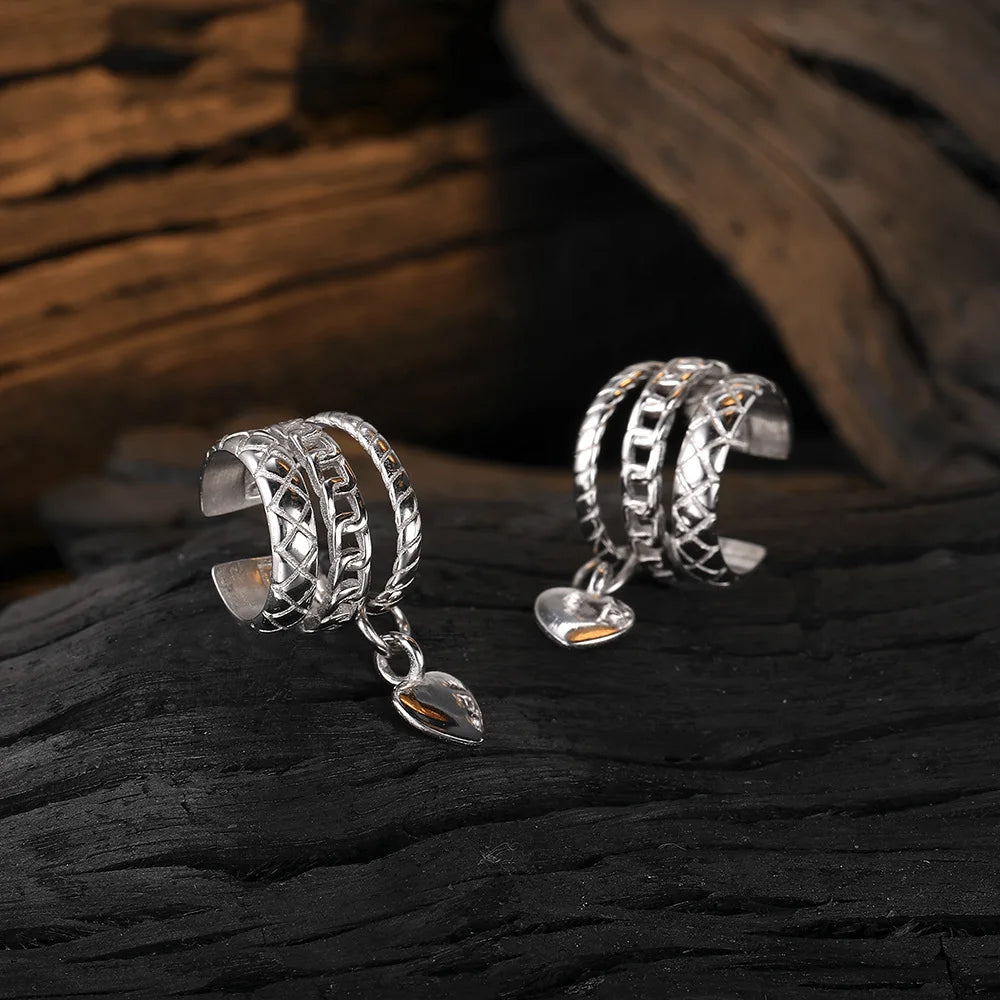 S925 Sterling Silver Heart Clip on Earrings Non-piercing Simple Ear Cuff Earrings Personality Earrings Women Fashion Jewelry