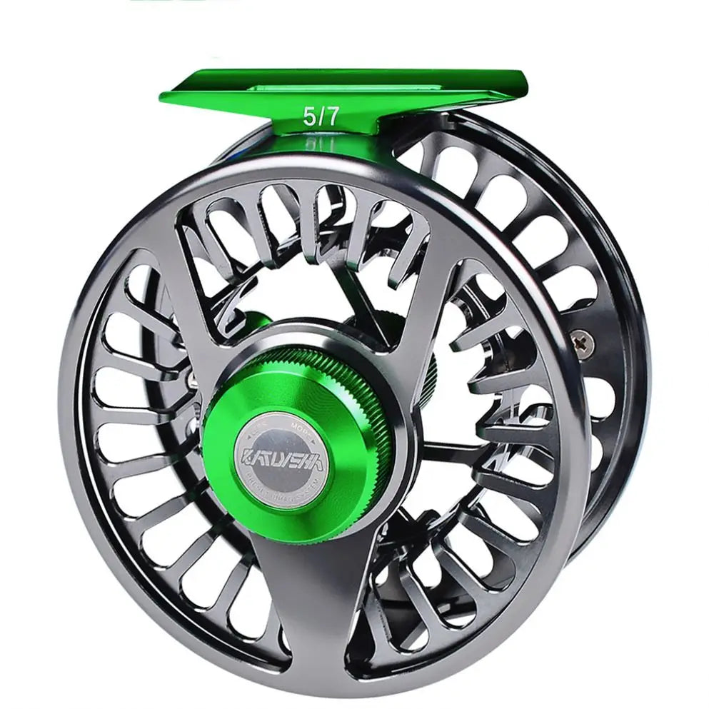 Aluminum 3+1 BB Fly Fishing Wheel Green Color Fly Fishing Reel CNC Machine Right & Left Handle Fly Reel