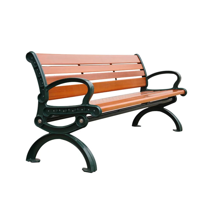 Outdoor Park Long Cast Iron Feet Wood Bench Seat Outside Street Reclaimed Wood Bench Seating Public Garden Patio Chair Bench