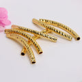 14K & 18K Gold Brass Curved Bar Charms 4mm Diameter 45mm Long Spacer Tube Beads Jewelry Findings & Components