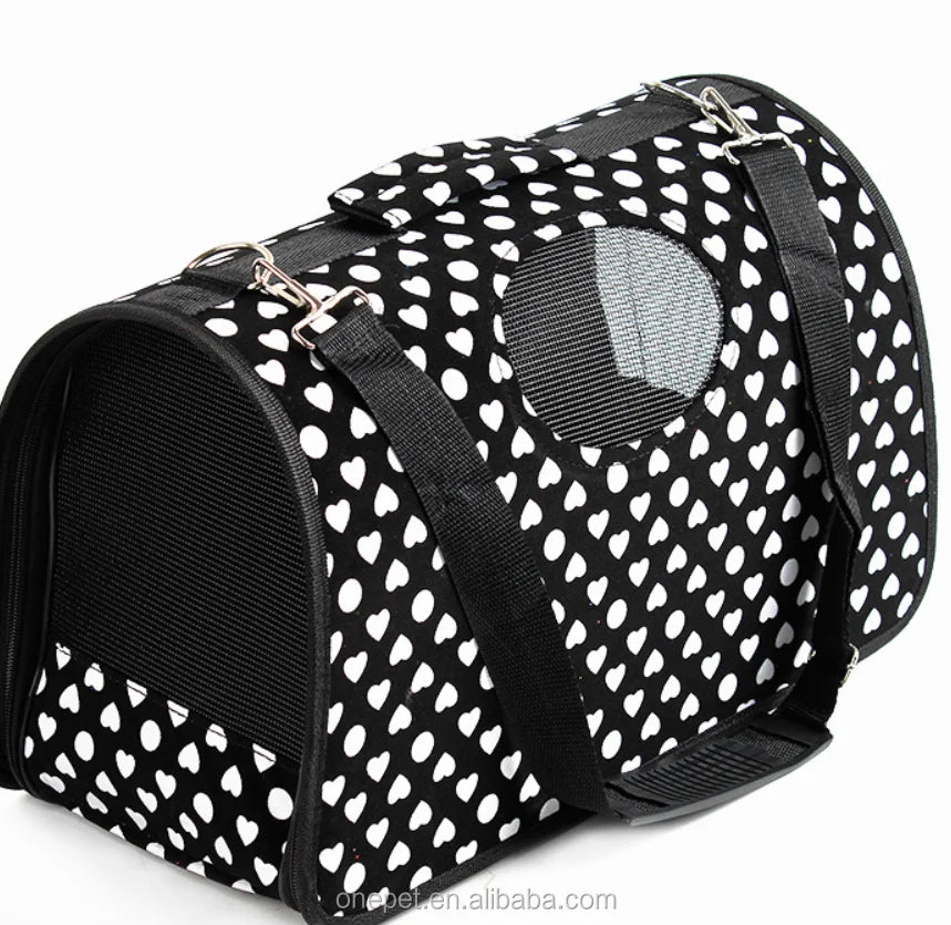 Oxford Fabric Pet Backpack Breathable Cat and Small Dog Carrying Bag with Zipper Closure and Printed Pattern Pet Travel Bag