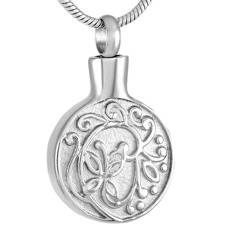 Stainless Steel Ash Flower Round Cremation Keepsake Pendant Holder Pet Human Flower Memorial Necklace Jewelry Ash Urn Cremation