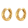 Waterproof Hammered Huggie Hoop Earrings Prevent Allergy Circle Earrings PVD Gold Plated Stainless Steel Jewelry