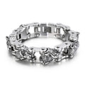 KALEN Punk Stainless Steel Fashion Bracelets Bangles Wolf Heads Bike Chain Bracelet for Men