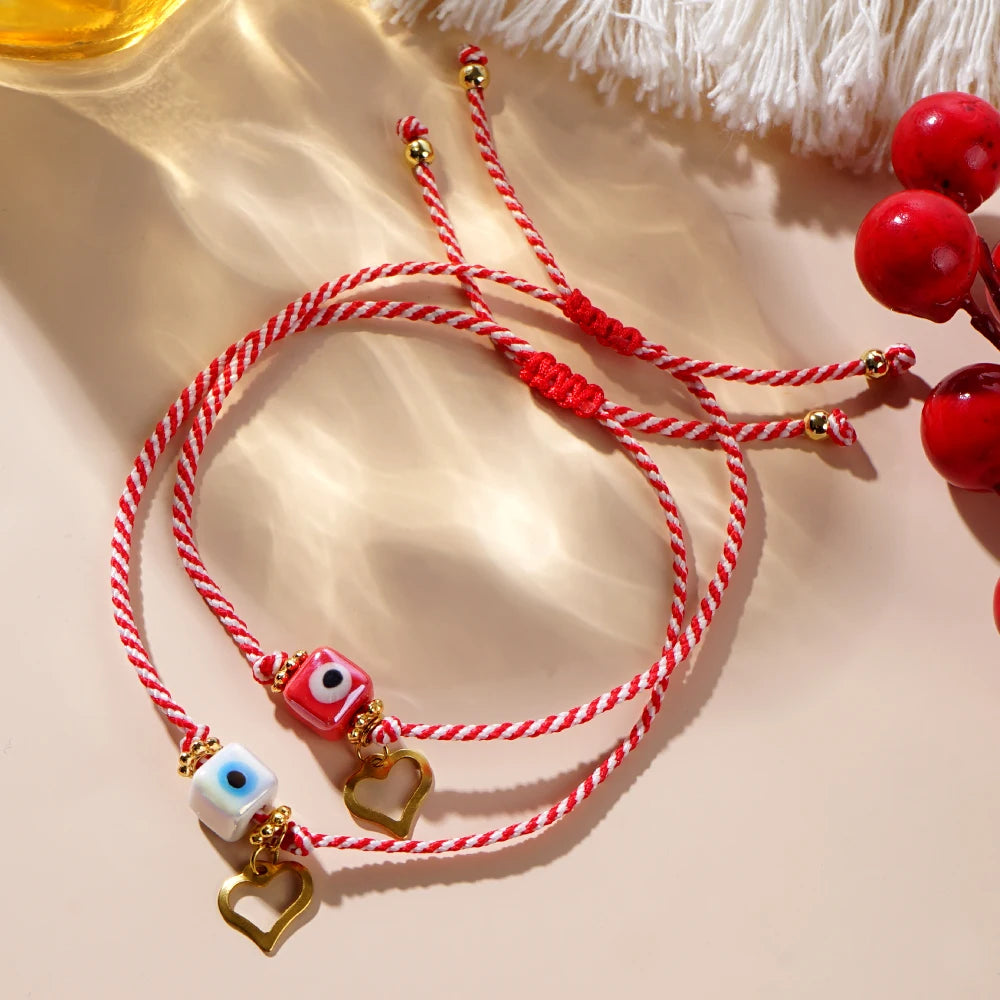 Go2boho New Year Martis Series Design Heart Pendant Ceramics Evil Eyes Luck Greek March Bracelet for Women 2024 Trendy Gift