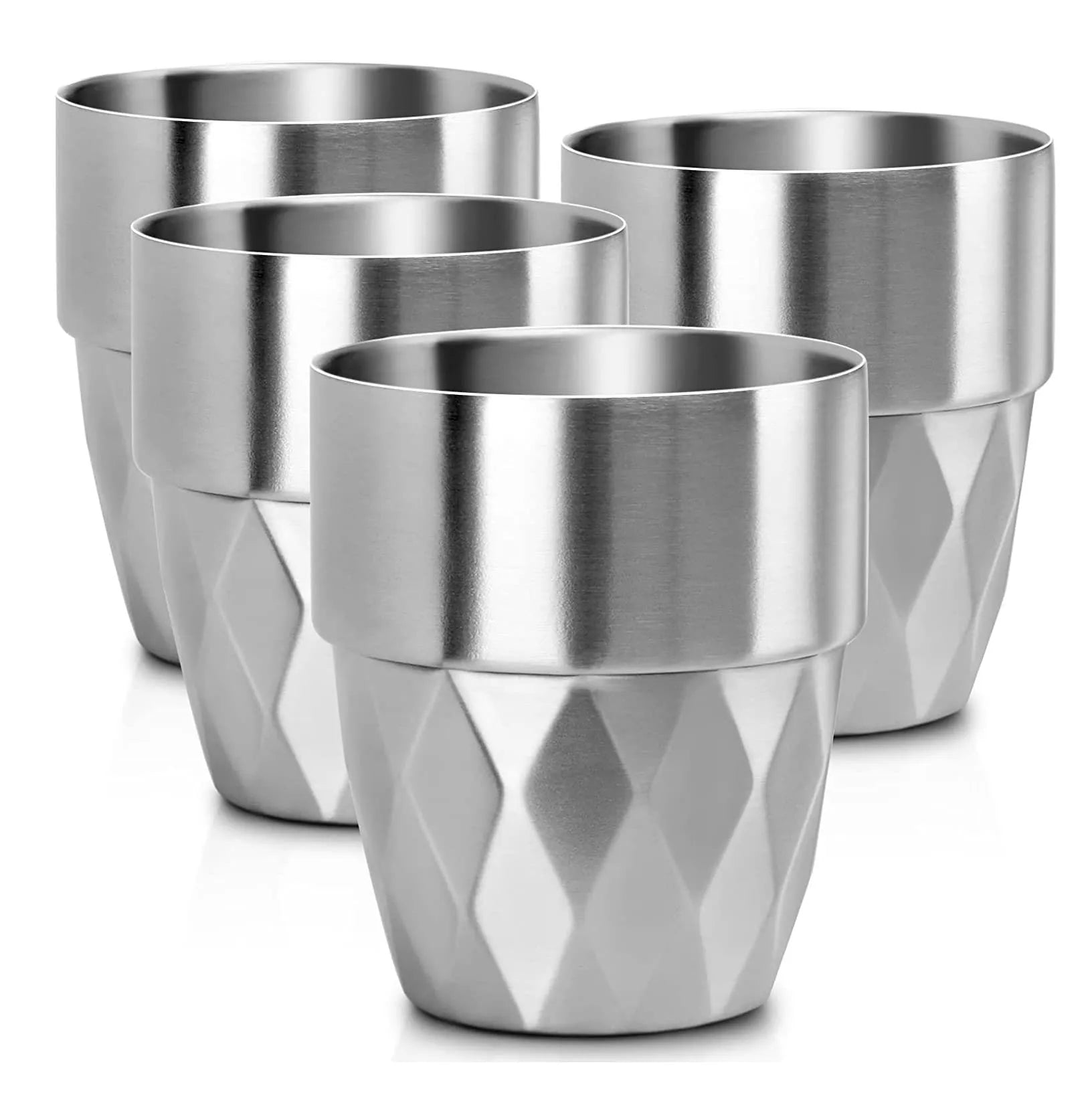 Diamond Hammered Double Wall Stainless Steel Tumbler Cup Coffee Tea Beer Camping Mugs Office Cup