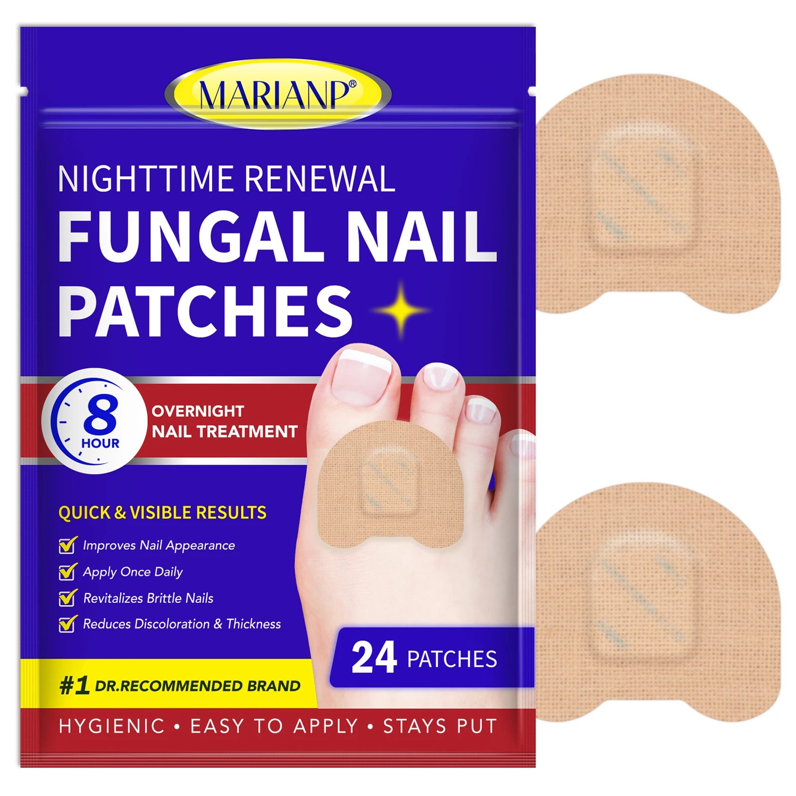 24Pcs MARIANP Nighttime Fungal Nail Patch Repair Nail Fungal Damage Treatment Suitable for Damaged Nails