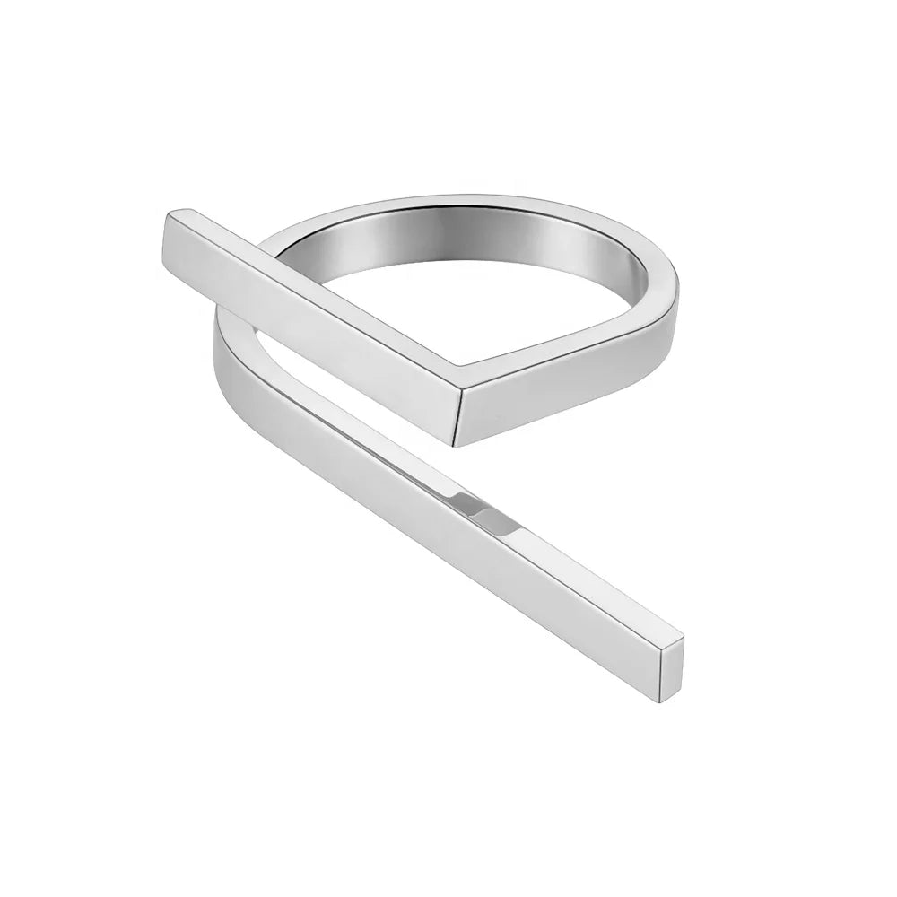 Original Design 18K Gold Plated Stainless Steel Jewelry Futuristic Rings Simple Gold Color Ring for Women Party Rings R214185
