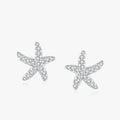 Ailmay Wedding Engagement Real 925 Sterling Silver Starfish Shape Shiny Zircon Stud Earring Star for Women Fine Shape Jewelry