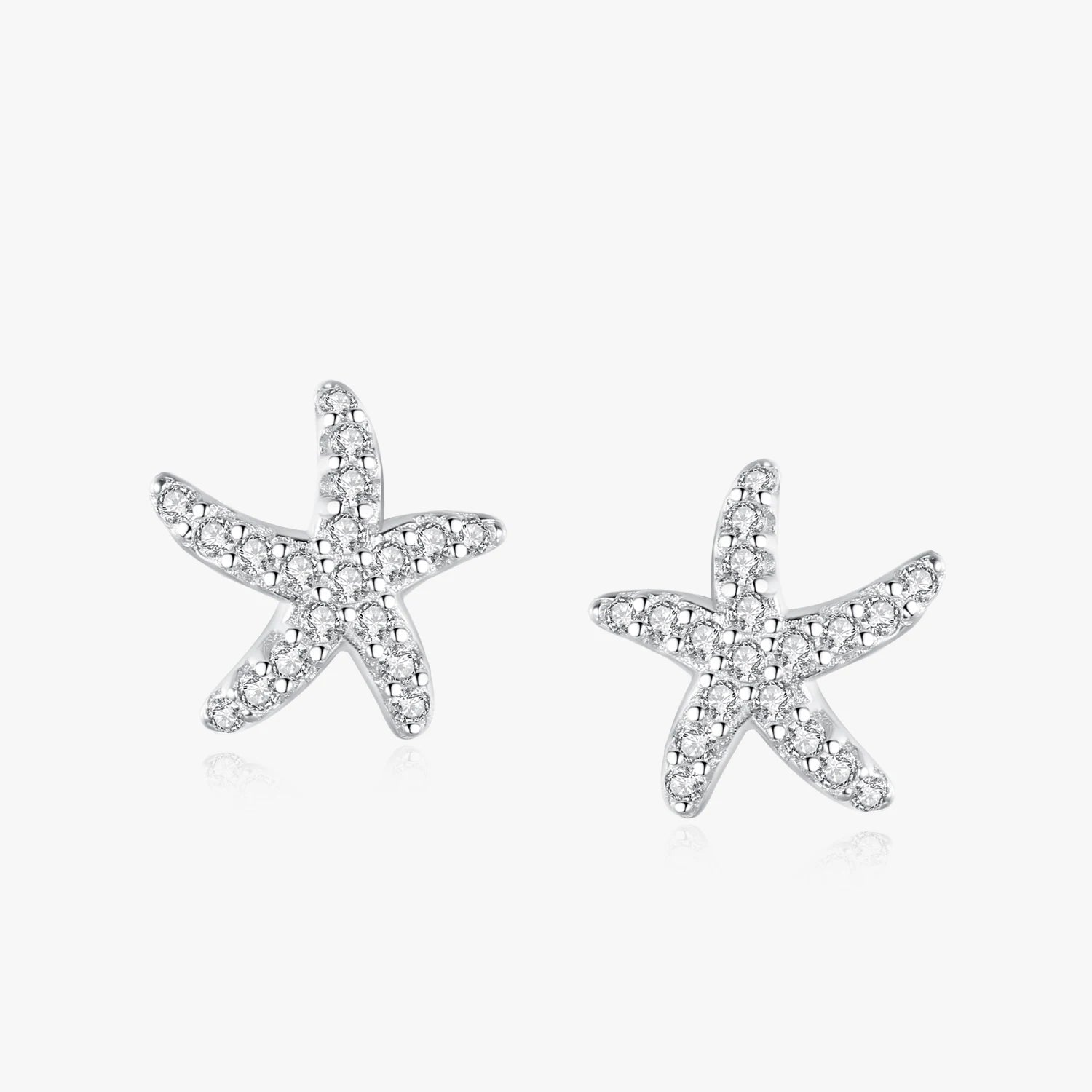 Ailmay Wedding Engagement Real 925 Sterling Silver Starfish Shape Shiny Zircon Stud Earring Star for Women Fine Shape Jewelry