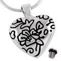 Stainless Steel Rose Flower Heart Pendant Cremation Urn Jewelry Necklace Ashes Keepsake Memorial Heart Cremation Holder Locket