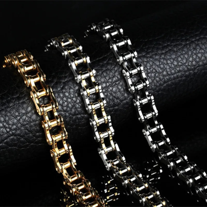 Punk Wholesale Stainless Steel Motorcycle Bike Chain Bracelet for Men
