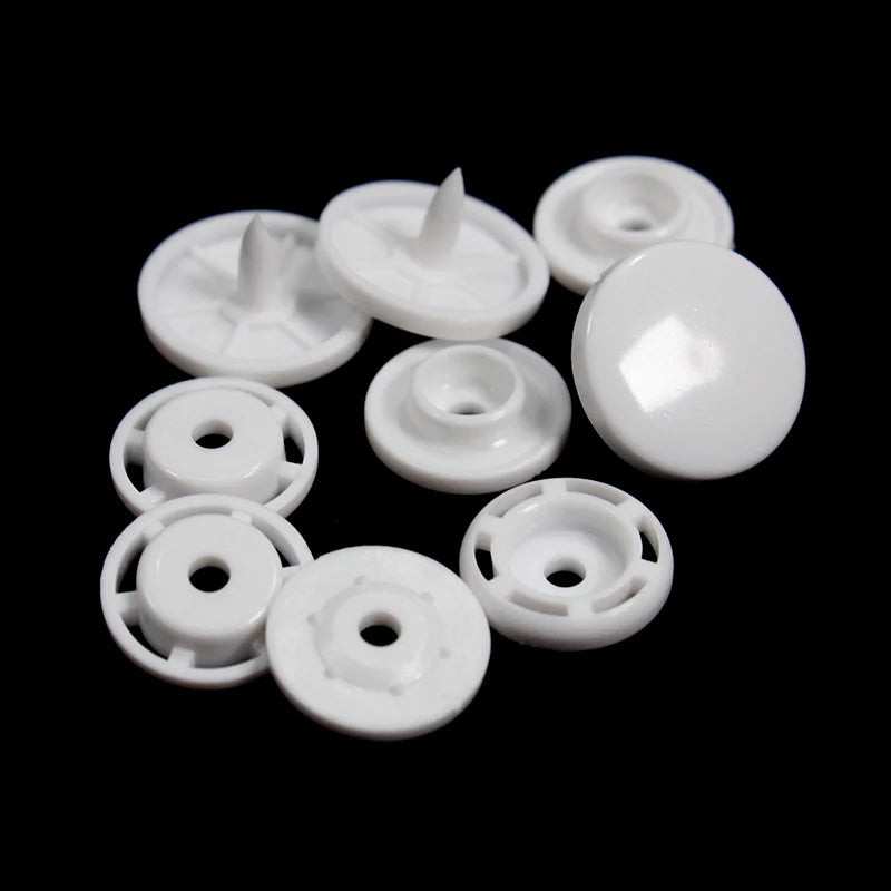 Factory Direct ABS White Resin Snap Press Stud Custom Plastic Snap Clip Buttons Shank for Garments Bags Featuring Logo Beads