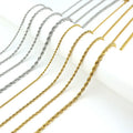 2 3 4 5mm Thin Twist Braided Rope Chain for Pendant Necklace Stainless Steel Material 18k Gold and Steel Two Colors