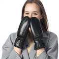 GLLZ001 Ethiopian Black Sheepskin Men Mittens Gloves Leather