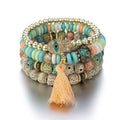 Boho Chic Women's Multilayered Fatima Hand Eye Beaded for Bracelet New Fashion with Gold and Rhodium Plating