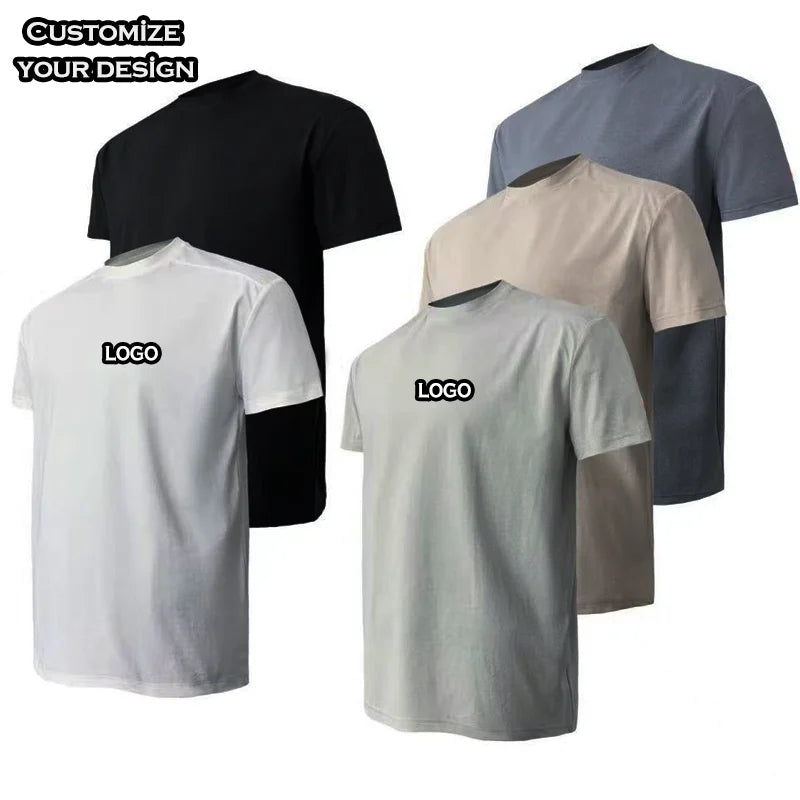 Nice Manufacturer's Wholesale 100% Cotton Men's Tshirts Custom Logo Heavyweight Oversized O-Neck Silk Screen Printed T-Shirt