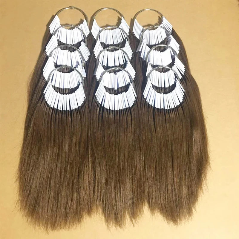 100% Human Virgin Hair Color Swatches Testing Color Sample Rings for Human Hair Extensions and Salon Hairdressing Hair