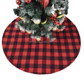 Red and Black Buffalo Check Plaid Christmas Tree Skirt with Festive Pompom Decoration Festive Christmas Tree Decorations