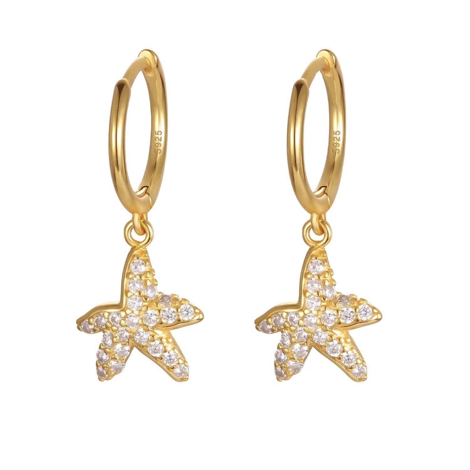 2024 Fashion 925 Sterling Silver Summer Beach Sea Starfish Shape Hoop Earrings Jewelry for Women Dropshipping Jewelry