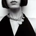 New ZA Men's Hip-hop Necklace Jewelry Sets for Women Statement Gold Plated Round Portrait Pendant Choker Necklaces Jewelry